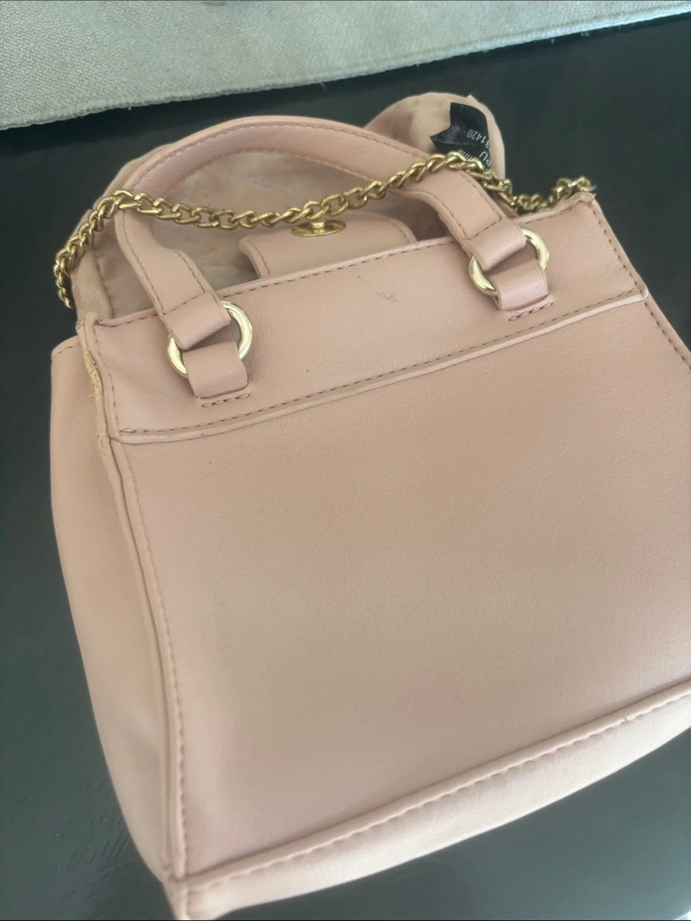 GUESS Quilted Blush Pink Satchel with Gold Chain